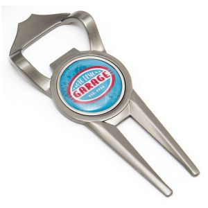 Metalen pitchvork flesopener met golfbalmarker